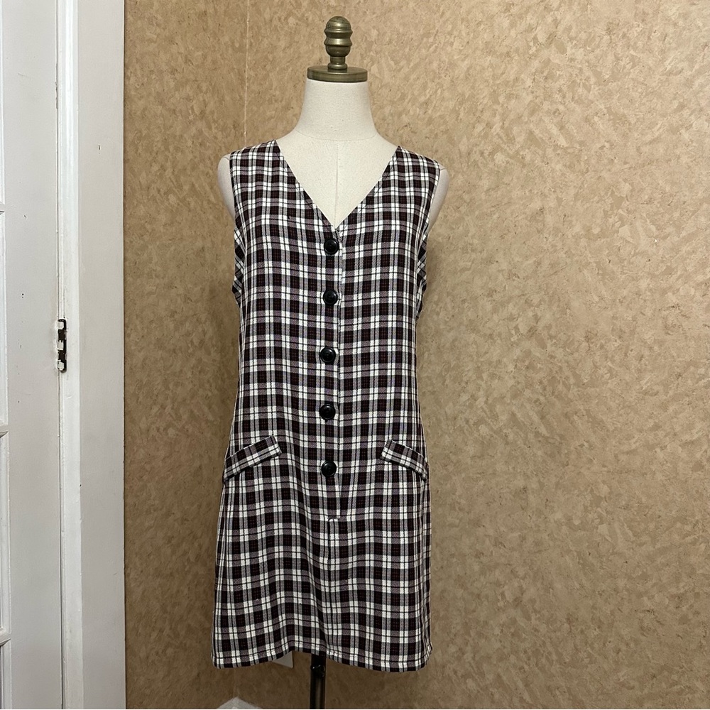 Kathy Ireland Black and White Checkered Midi Dress